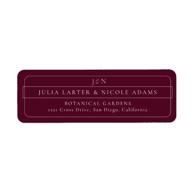 Classic Burgundy Calligraphy Return Address Label (Front)