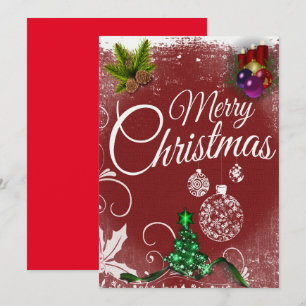 Classic Burgundy Colourful Merry Christmas Holiday Card