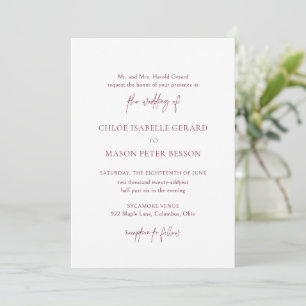 Classic Burgundy Elegant Wedding Invitation
