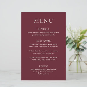 Classic Burgundy Elegant Wedding Menu