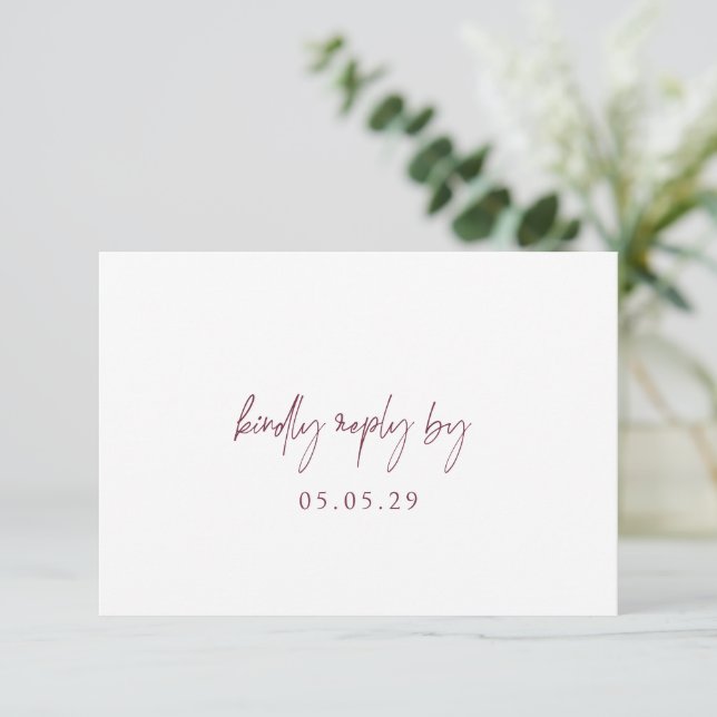Classic Burgundy Elegant Wedding RSVP Card (Standing Front)