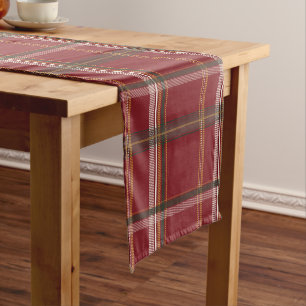 Classic Burgundy Forest Plaid Aesthetic Short Table Runner