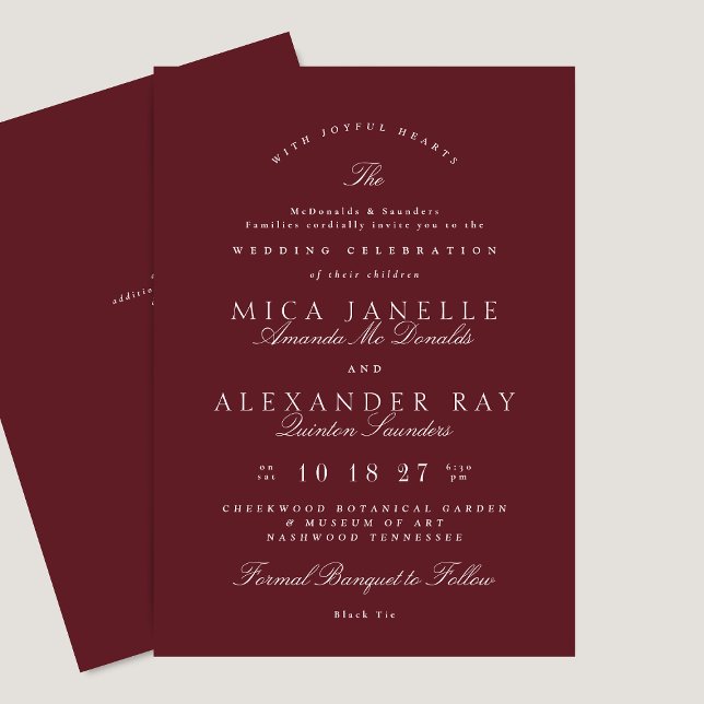 Classic Burgundy Formal Maroon Elegant Wedding Invitation (Creator Uploaded)