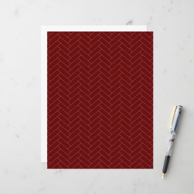 Classic Burgundy Grey Herringbone Pattern (Front/Back In Situ)