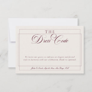 Classic Burgundy Ivory Calligraphy Formal Dress Invitation