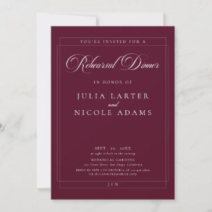 Classic Burgundy Ivory Calligraphy RehearsalDinner Invitation