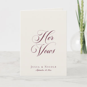 Classic Burgundy Ivory Calligraphy Wedding HerVows Card