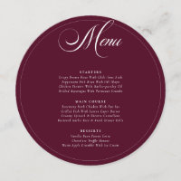 Classic Burgundy Ivory Calligraphy Wedding Menu