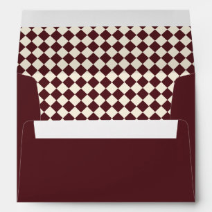 Classic Burgundy Ivory Chequered Old Money Wedding Envelope