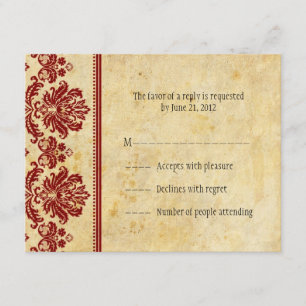 Classic Burgundy Lace RSVP Cards