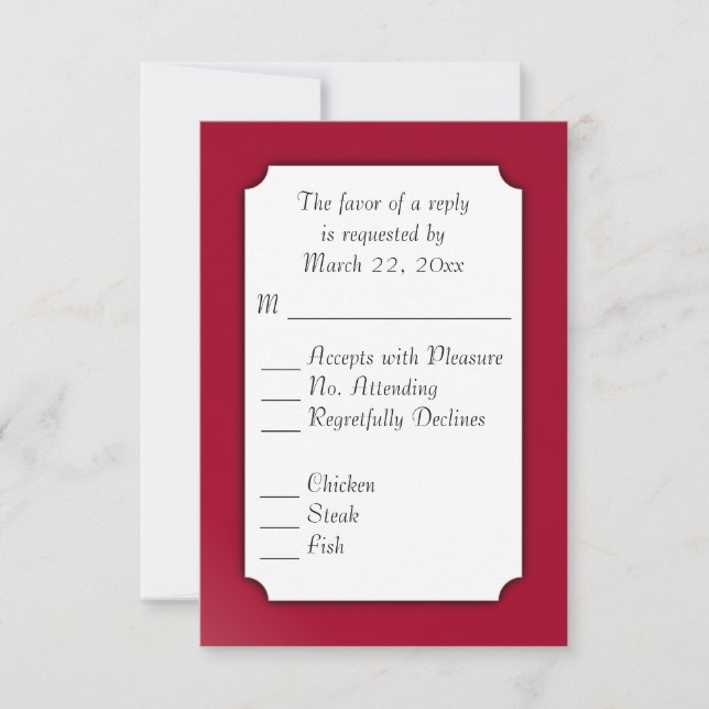 Classic Burgundy Menu Choice RSVP (Front)