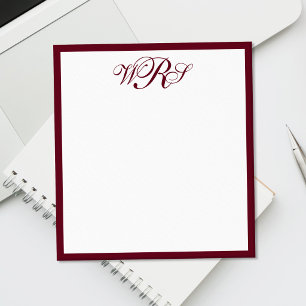 Classic Burgundy Monogram Notepad