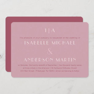 Classic Burgundy Monogram Photo Wedding Invitation