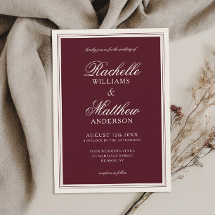 Classic Burgundy Old Money Wedding Invitation
