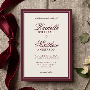 Classic Burgundy Old Money Wedding Invitation