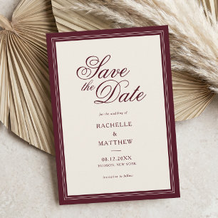 Classic Burgundy Old Money Wedding Save The Date