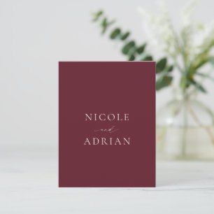 Classic Burgundy Photo Elegant Wedding Thank You Card