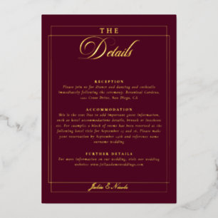 Classic Burgundy Red Calligraphy Wedding Details
