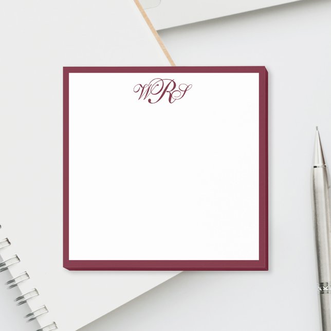 Classic Burgundy Red Monogram Post-it Notes (Creator Uploaded)