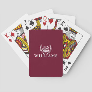 Classic Burgundy Red Personalised Name Monogram Playing Cards
