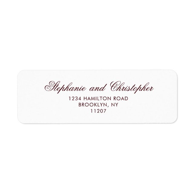 Classic Burgundy Return Address Label (Front)