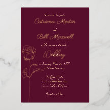 Classic Burgundy & Rose Foil Wedding Invitation
