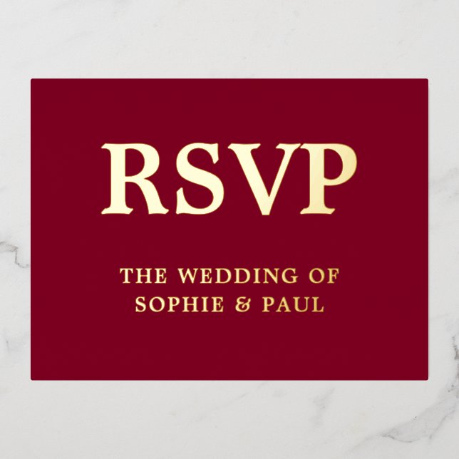 Classic Burgundy Song Choice Foil RSVP Card (Front)