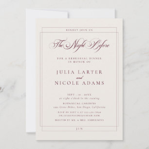 Classic Burgundy The Night Before Rehearsal Dinner Invitation