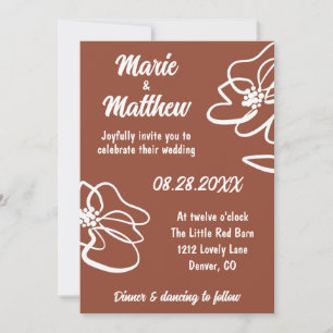 Classic Burnt Orange Floral Wedding Invitation