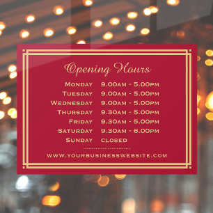  Classic Business Opening Hours Red Gold