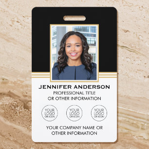Classic Business Photo ID Black Gold Badge