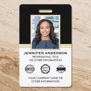 Classic Business Photo ID Black Gold Badge