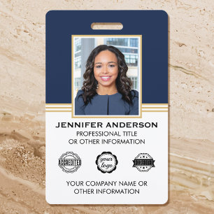 Classic Business Photo ID Blue Gold Badge