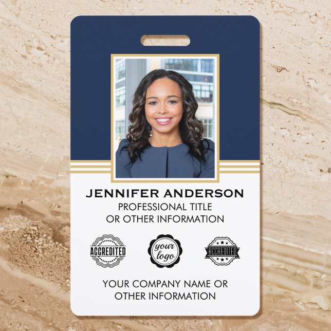 Classic Business Photo ID Blue Gold Badge (Creator Uploaded)