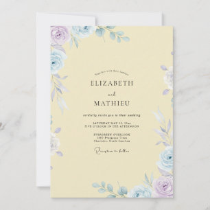 Classic Butter Periwinkle Petal Wedding Invitation