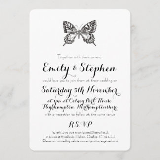Classic Butterfly Personalized Wedding Invitation
