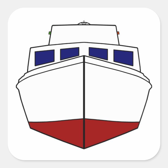 Classic Cabin Cruiser Fishing Boat Square Sticker (Front)