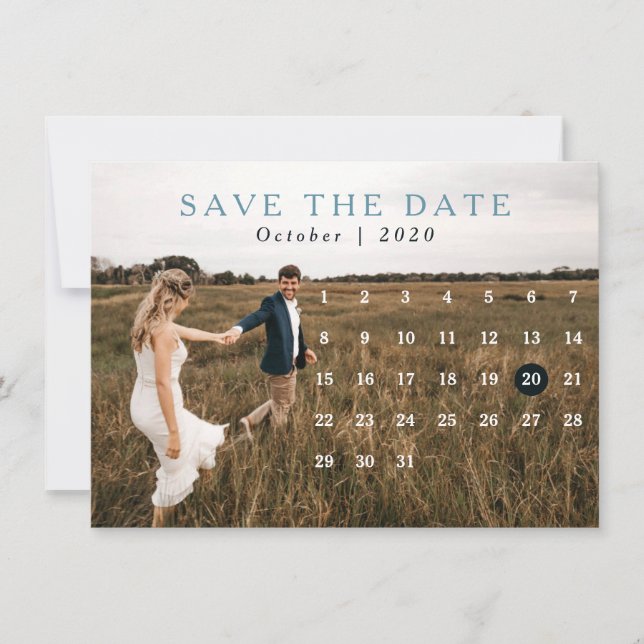 Classic calendar multiple photo save the date invitation (Front)