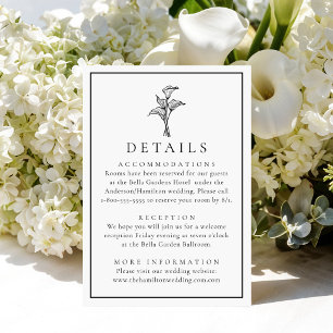Classic Calla Lily Wedding Details Enclosure Card