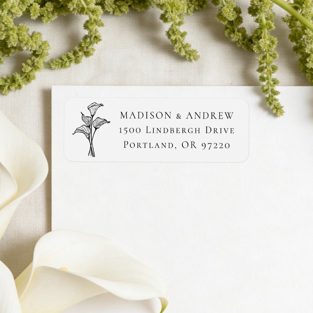 Classic Calla Lily Wedding Return Address Label (Creator Uploaded)