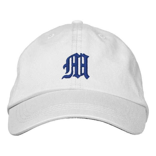 Classic Calligraphy Blue Monogram Embroidered Hat (Front)