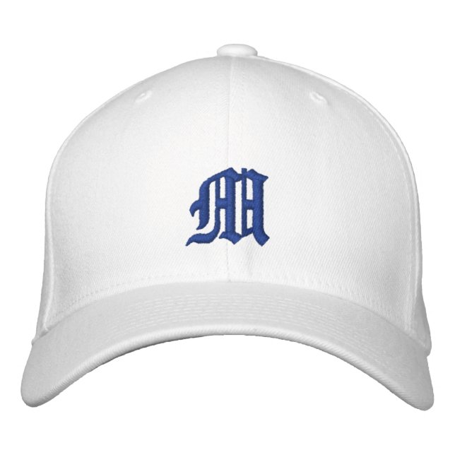 Classic Calligraphy Blue Monogram Embroidered Hat (Front)