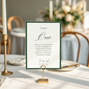 Classic Calligraphy Dark Sage Old Money Table Number