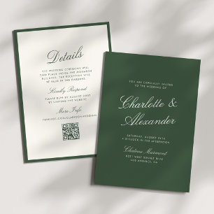 Classic Calligraphy Dark Sage Old Money Wedding Invitation