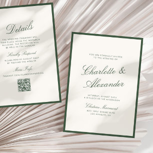 Classic Calligraphy Dark Sage Old Money Wedding Invitation