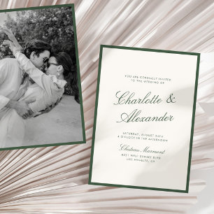 Classic Calligraphy Dark Sage Old Money Wedding Invitation