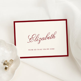 Classic Calligraphy Deep Red Old Money Place Card