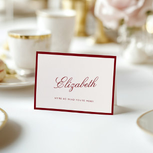 Classic Calligraphy Deep Red Old Money Place Card