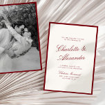 Classic Calligraphy Deep Red Old Money Wedding Invitation<br><div class="desc">The "Classic Calligraphy Old Money" wedding design collection is a timeless and elegant suite inspired by refined tradition and understated luxury. With crisp black borders, delicate serif fonts, and romantic script lettering, this suite channels sophisticated charm reminiscent of vintage soirées and legacy estates. Perfect for formal weddings and iconic venues,...</div>