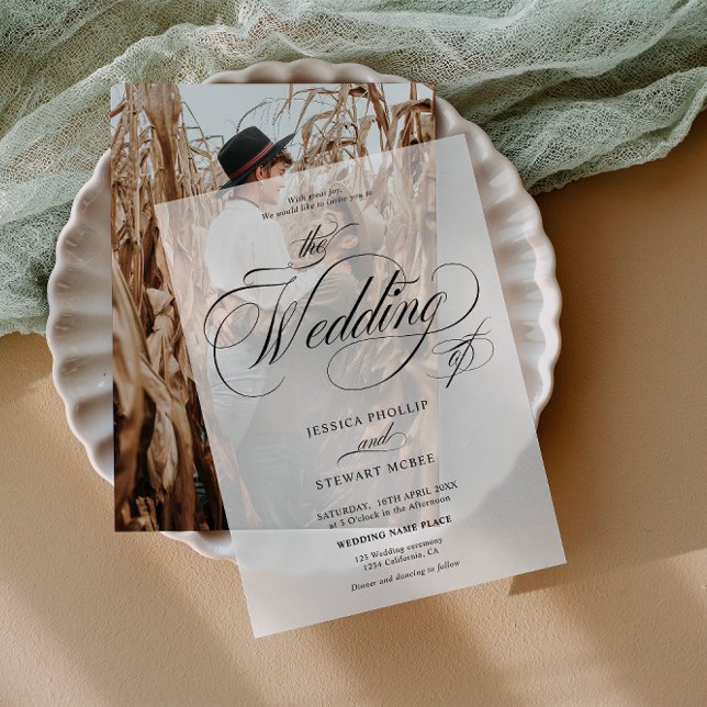 Classic Calligraphy Elegant black script wedding Vellum Invitations (Classic Calligraphy Elegant black script wedding Vellum Invitations)